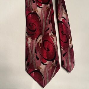 Men's J. Garcia Silk Burgandy Black Tie Four Inches